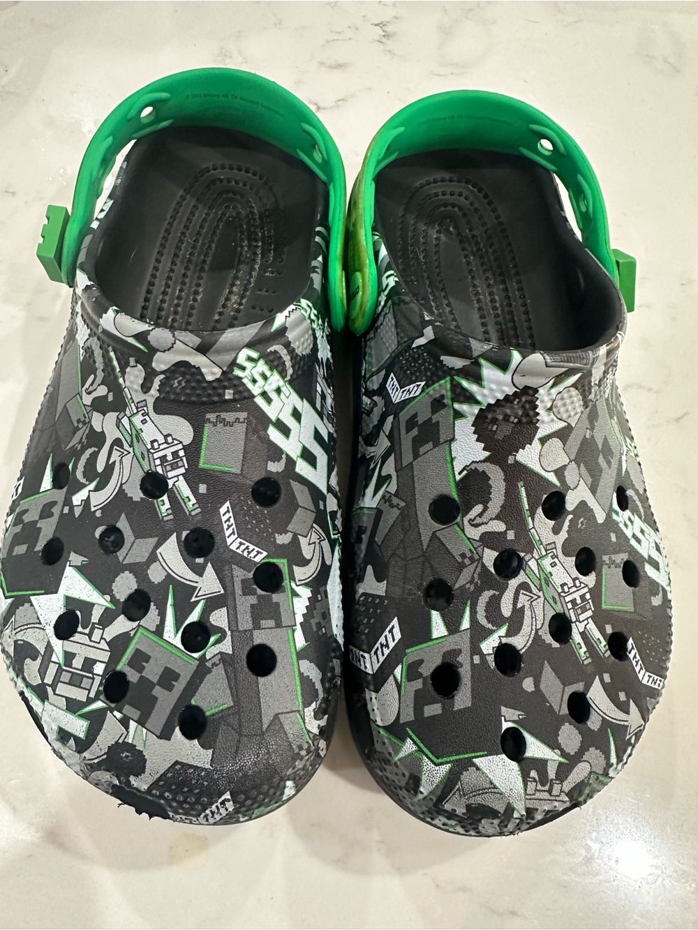 Men’s Minecraft Green and Gray Graphic Clog Slip-On Water Shoes